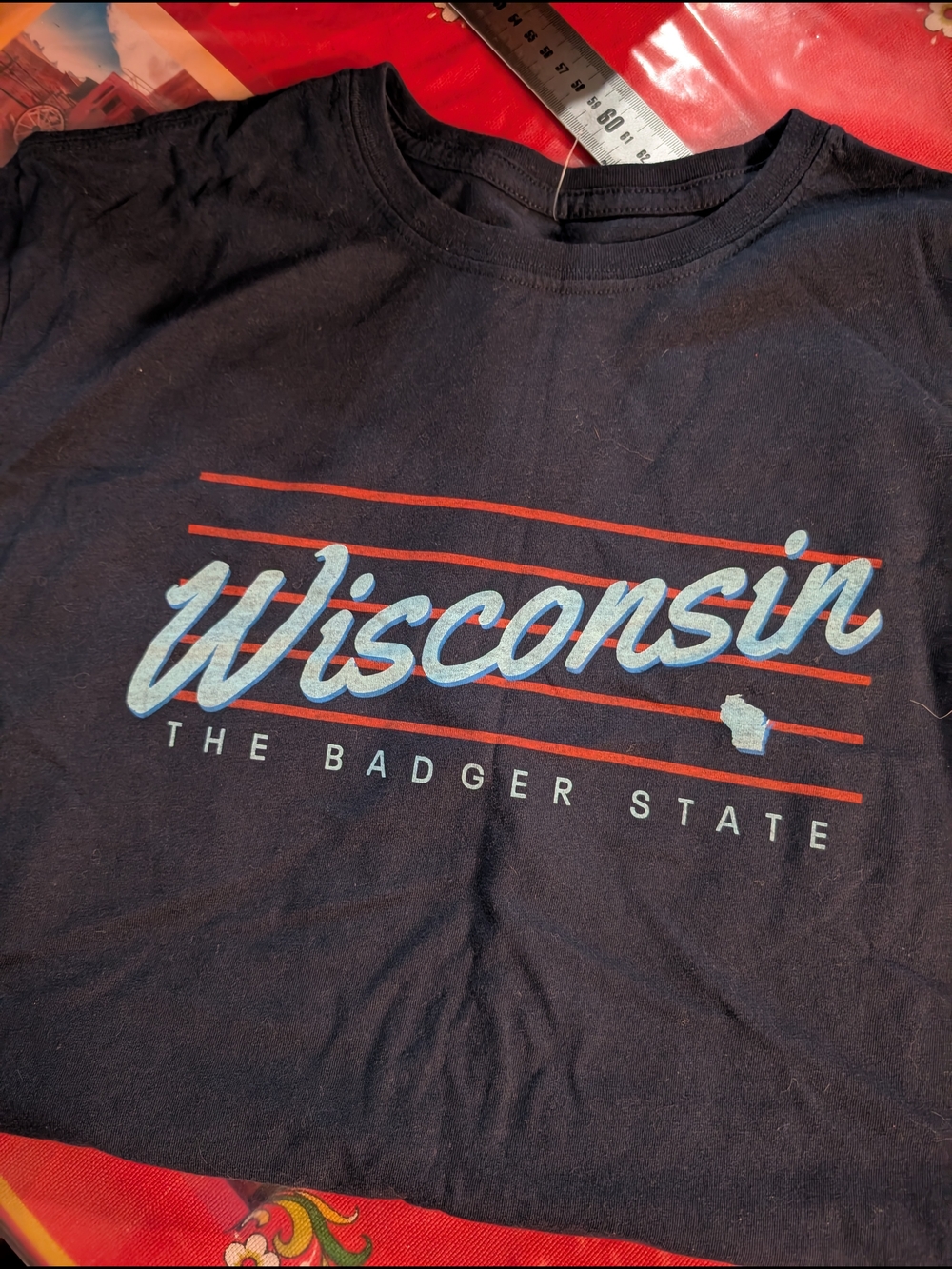 Wisconsin 'The Badger State' Navy Graphic Tee